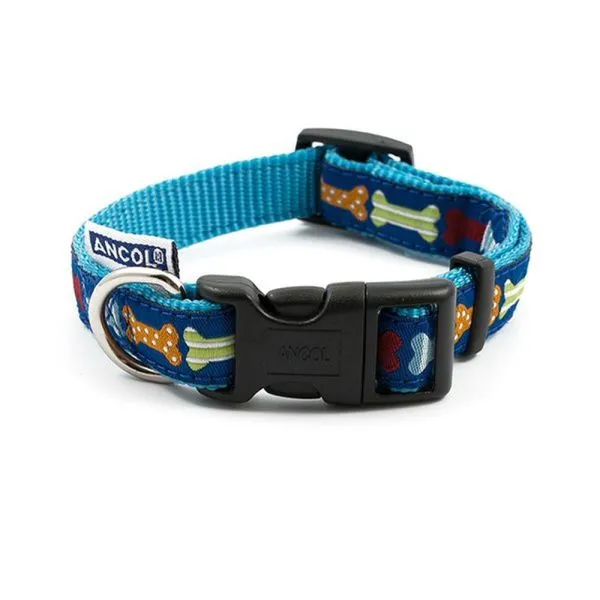 Ancol Blue Bone Dog Collar