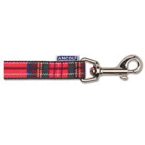 Ancol Nylon Tartan Lead Red 100cm