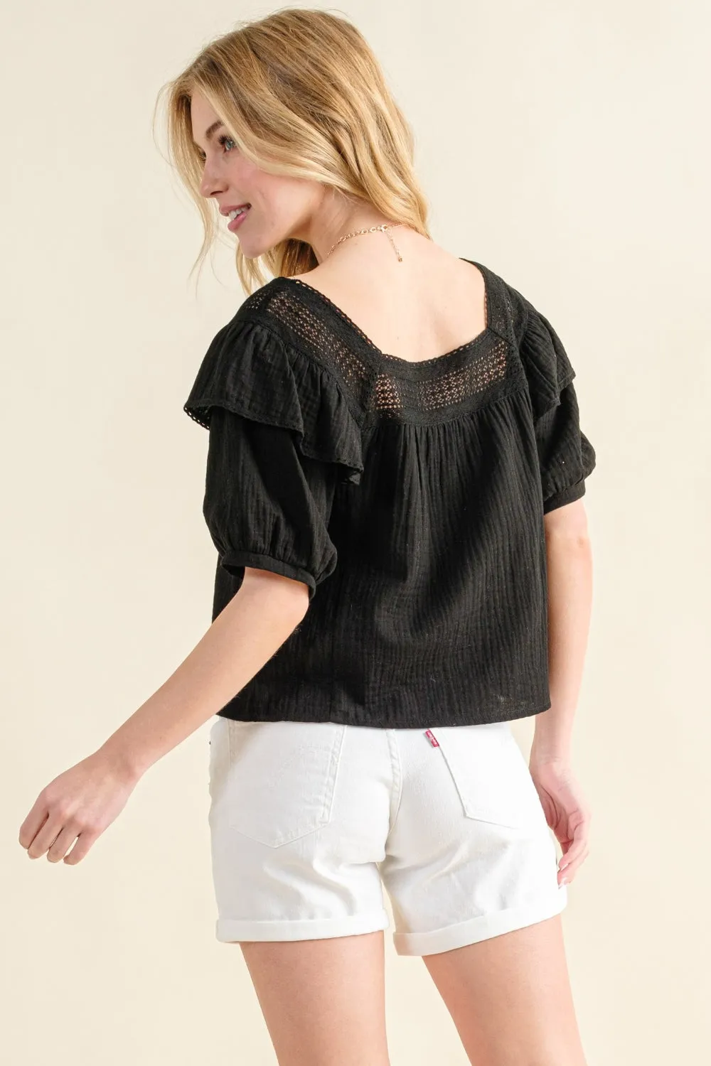 And The Why Square Neck Ruffled Blouse