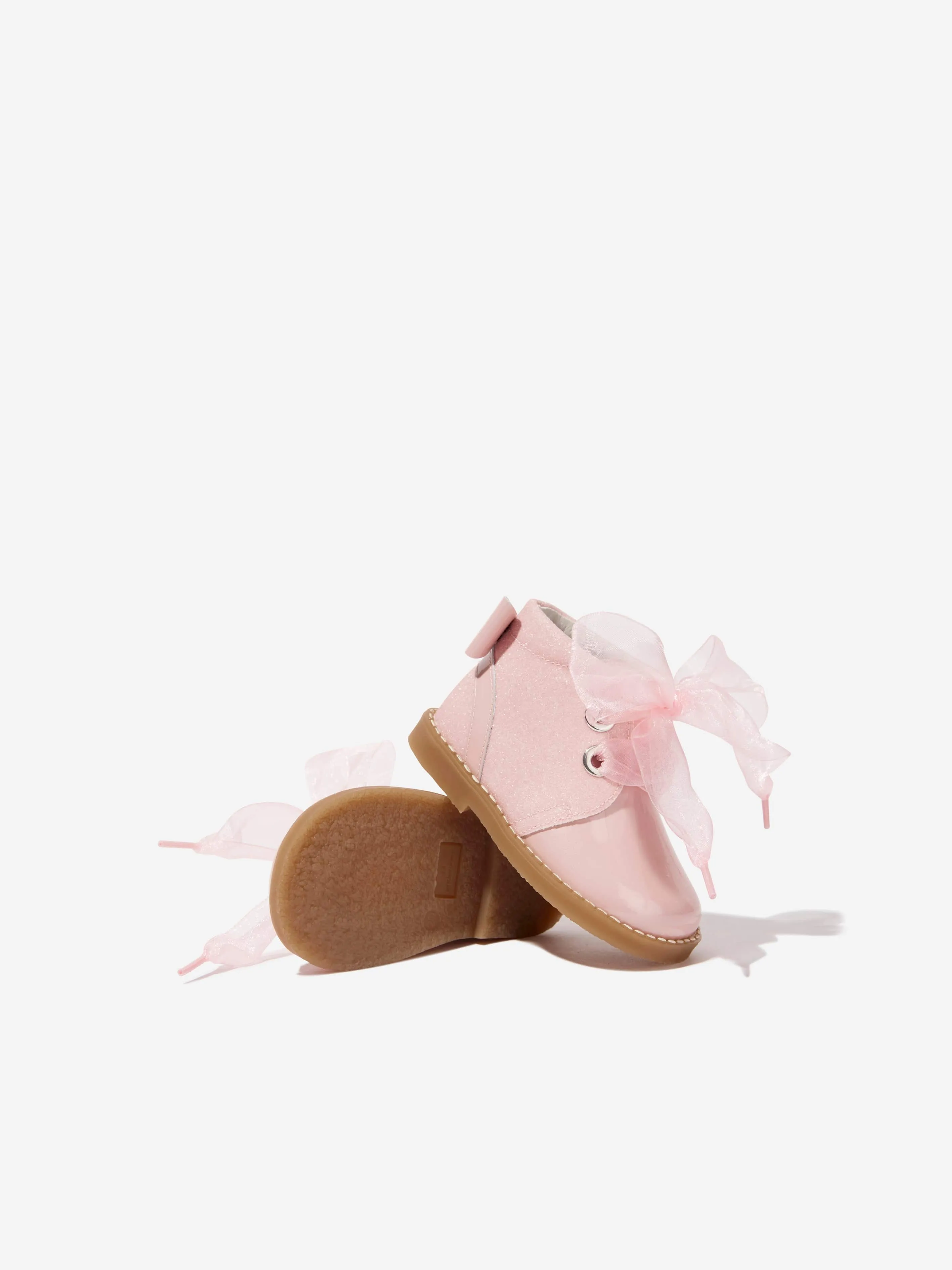 Andanines Girls Boots With Ribbon Bow in Pink