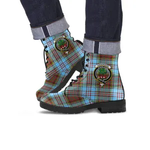 Anderson Ancient Tartan Leather Boots with Family Crest