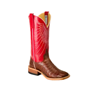 Anderson Bean Men's Tobacco Caiman Belly Red Boot