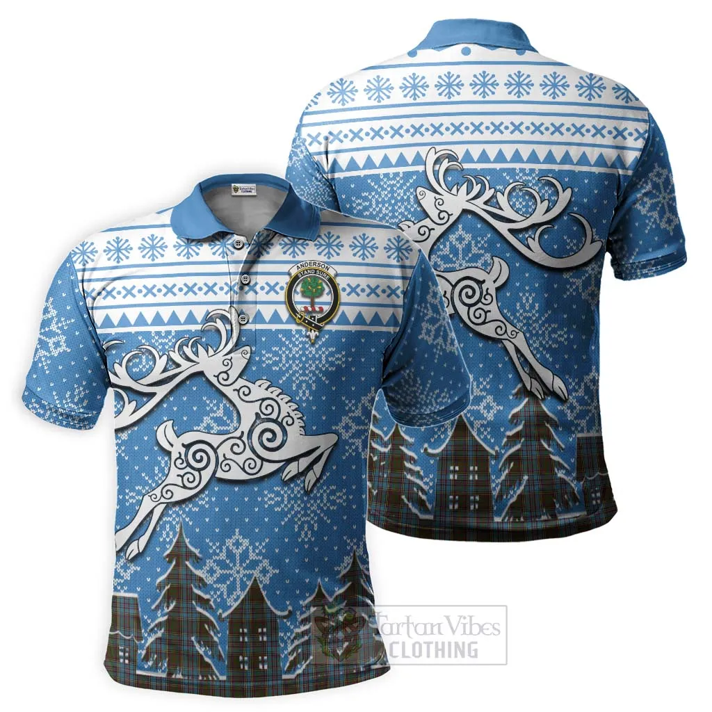 Anderson Clan Christmas Polo Shirt Celtic Reindeer Style