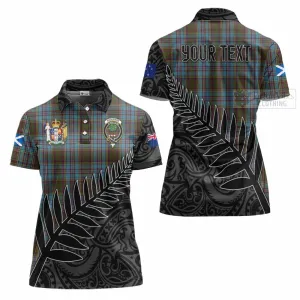 Anderson Crest Tartan Women's Polo Shirt with New Zealand Silver Fern Half Style