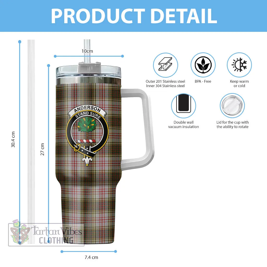 Anderson Dress Tartan and Family Crest Tumbler with Handle