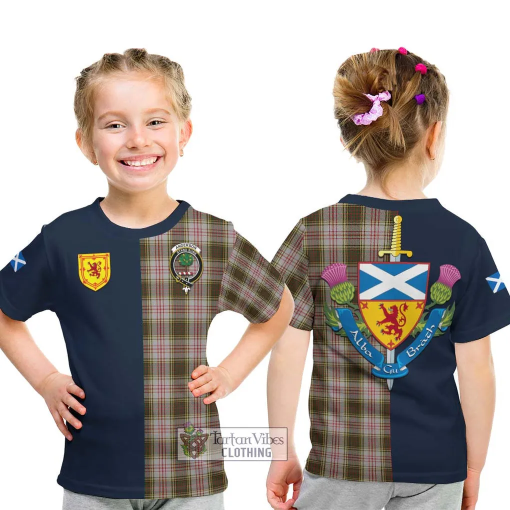 Anderson Dress Tartan Kid T-Shirt Alba with Scottish Lion Royal Arm Half Style