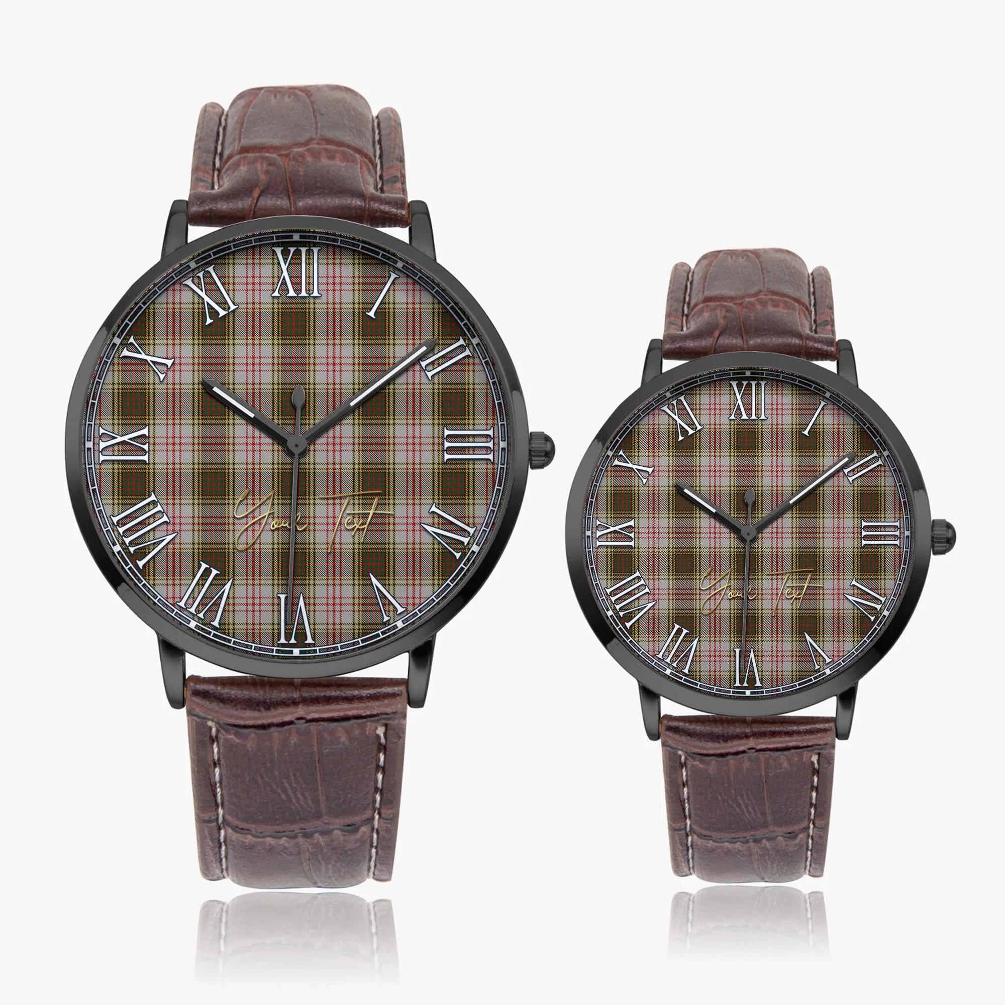 Anderson Dress Tartan Personalized Your Text Leather Trap Quartz Watch