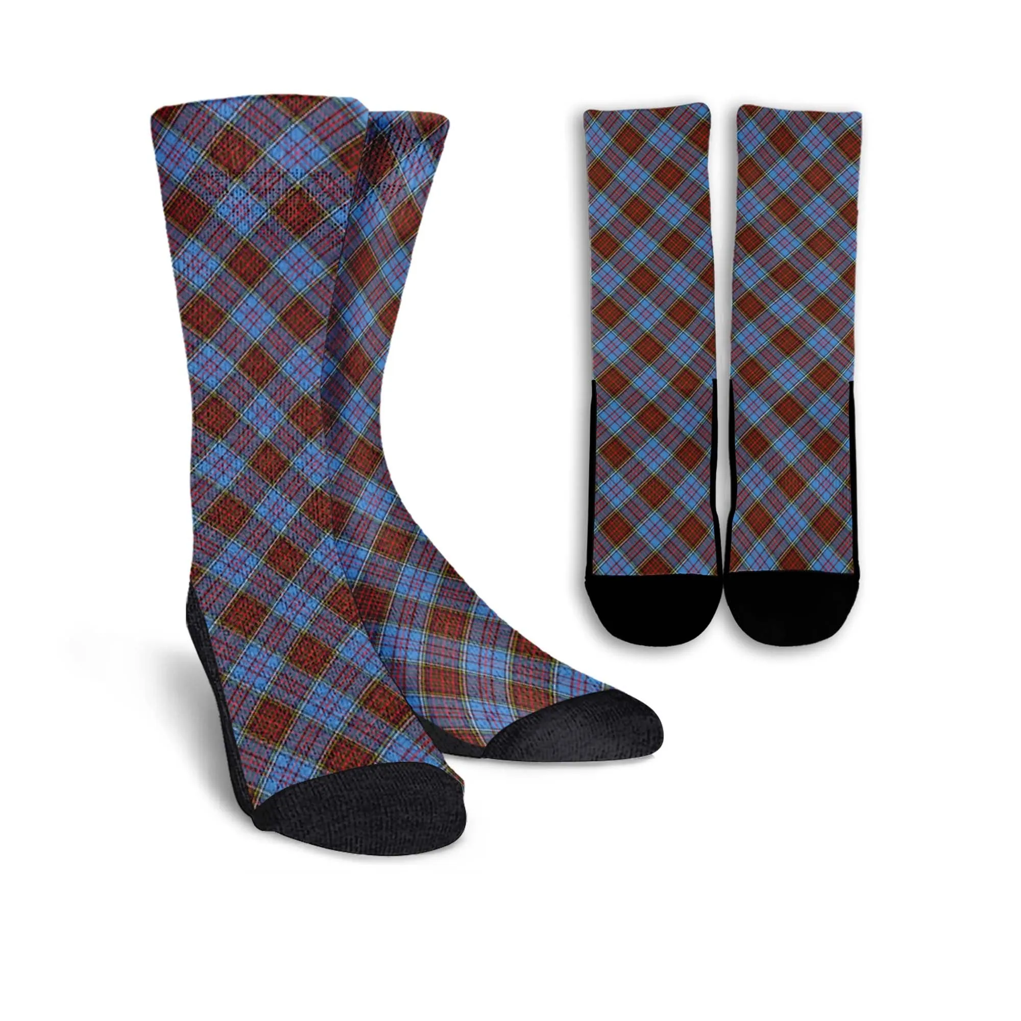 Anderson Modern Tartan Crew Socks Cross Tartan Style