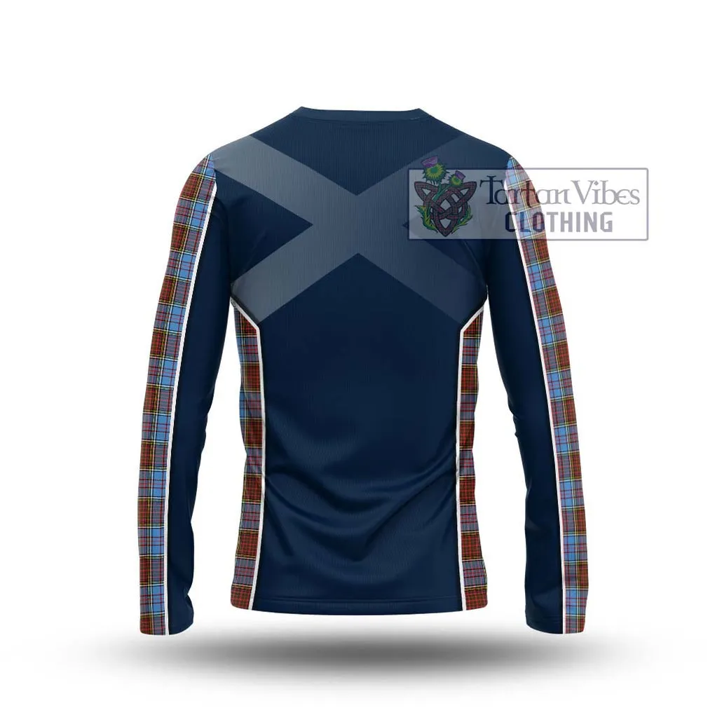 Anderson Modern Tartan Long Sleeve T-Shirt with Family Crest and Lion Rampant Vibes Sport Style