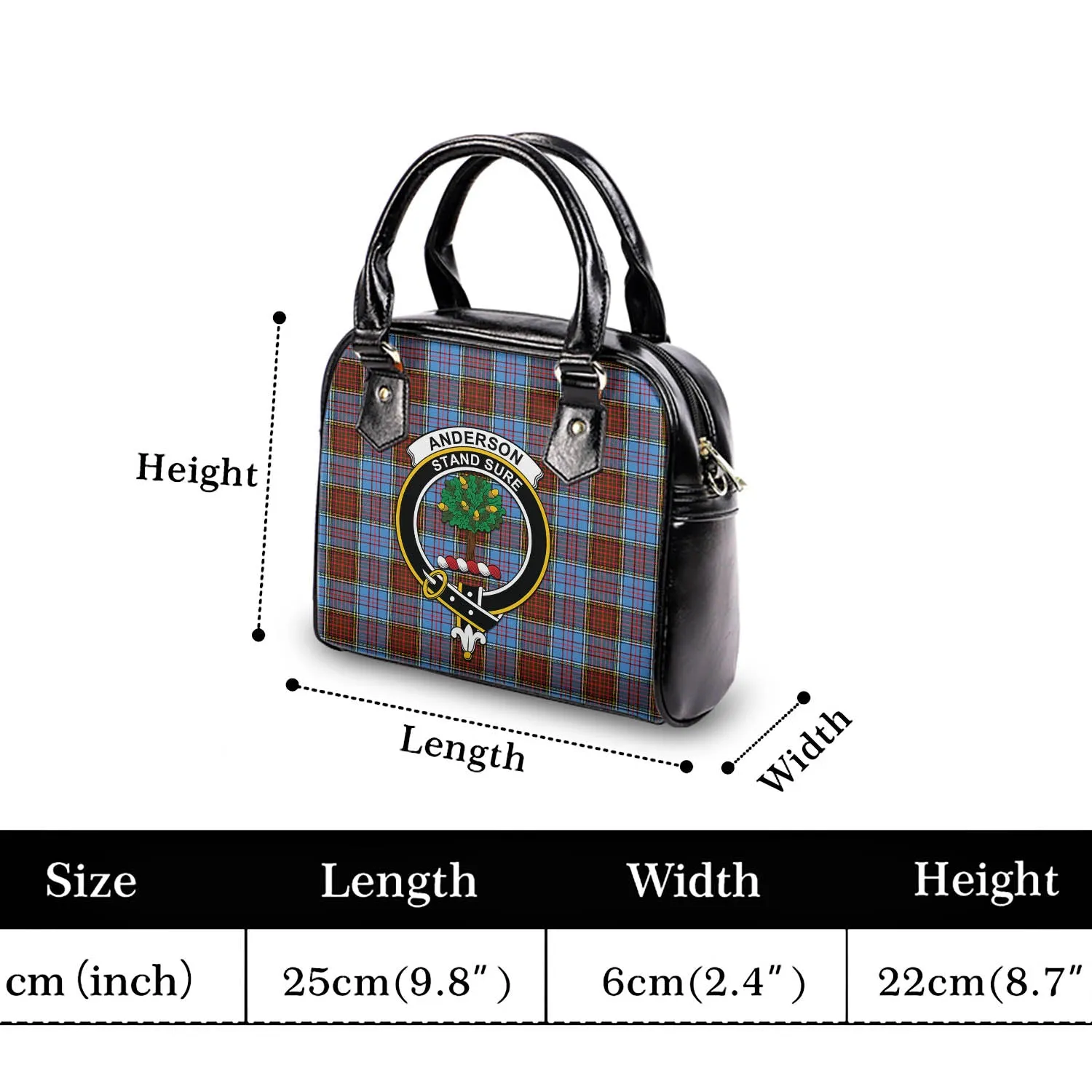 Anderson Modern Tartan Shoulder Handbags with Family Crest