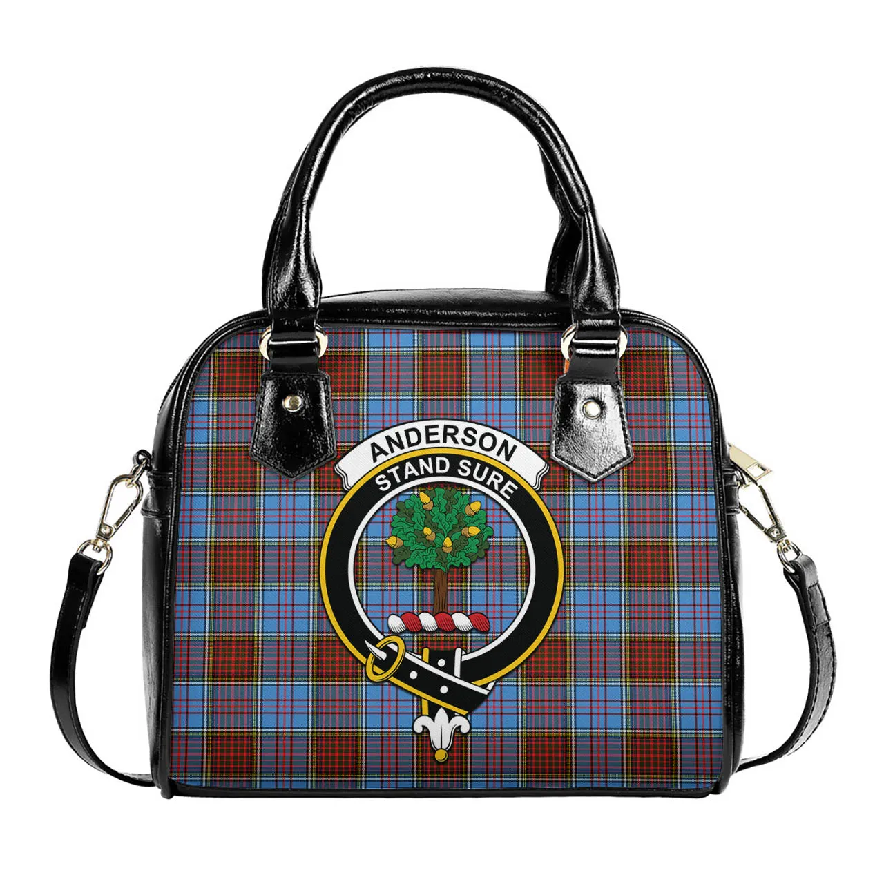 Anderson Modern Tartan Shoulder Handbags with Family Crest