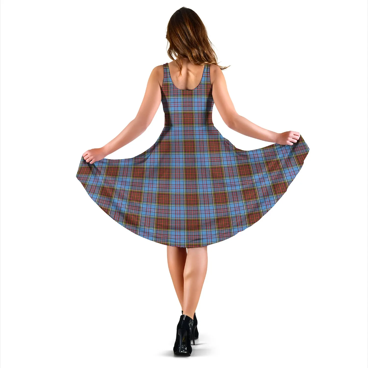 Anderson Modern Tartan Sleeveless Midi Womens Dress