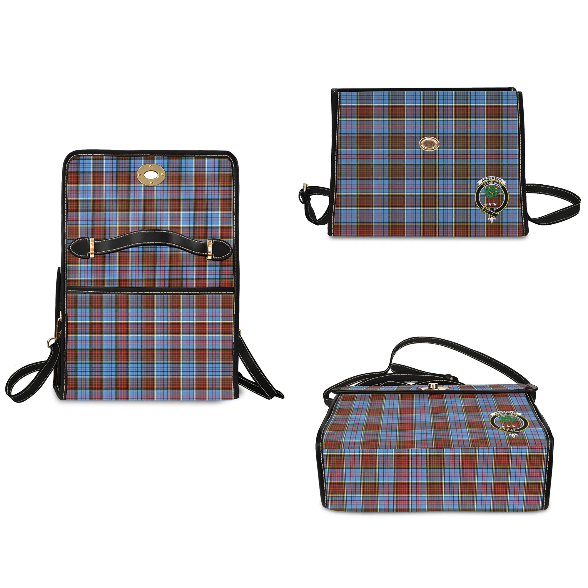 Anderson Modern Tartan Waterproof Canvas Bag with Family Crest