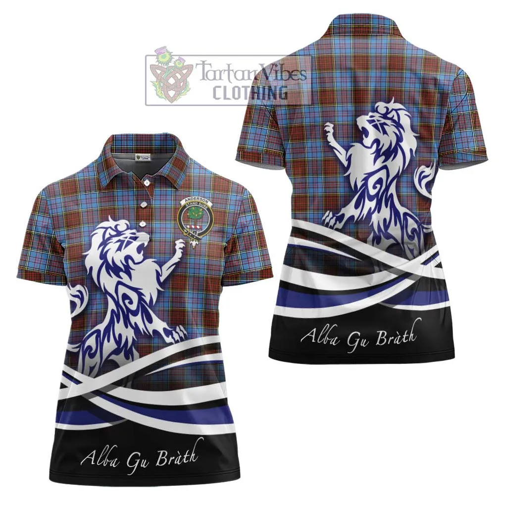 Anderson Modern Tartan Women's Polo Shirt with Alba Gu Brath Regal Lion Emblem