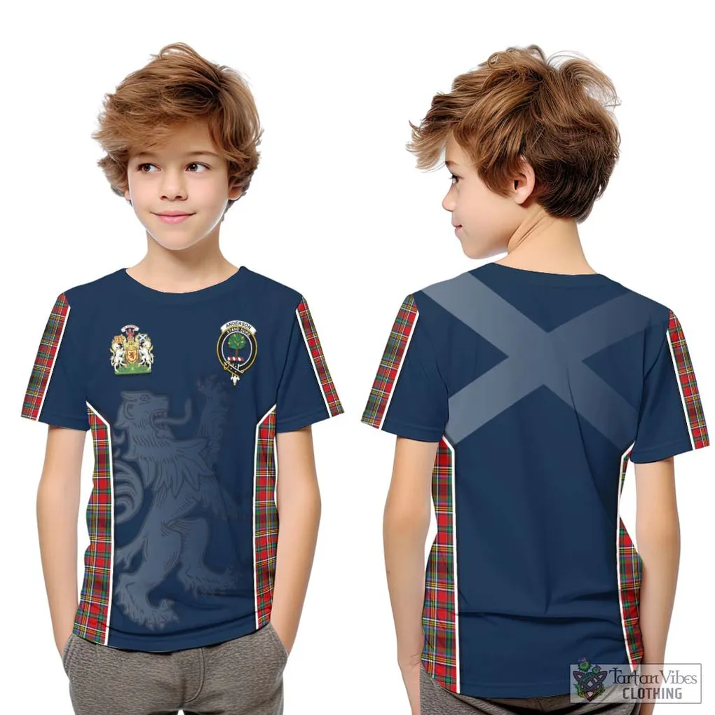 Anderson of Arbrake Tartan Kid T-Shirt with Family Crest and Lion Rampant Vibes Sport Style