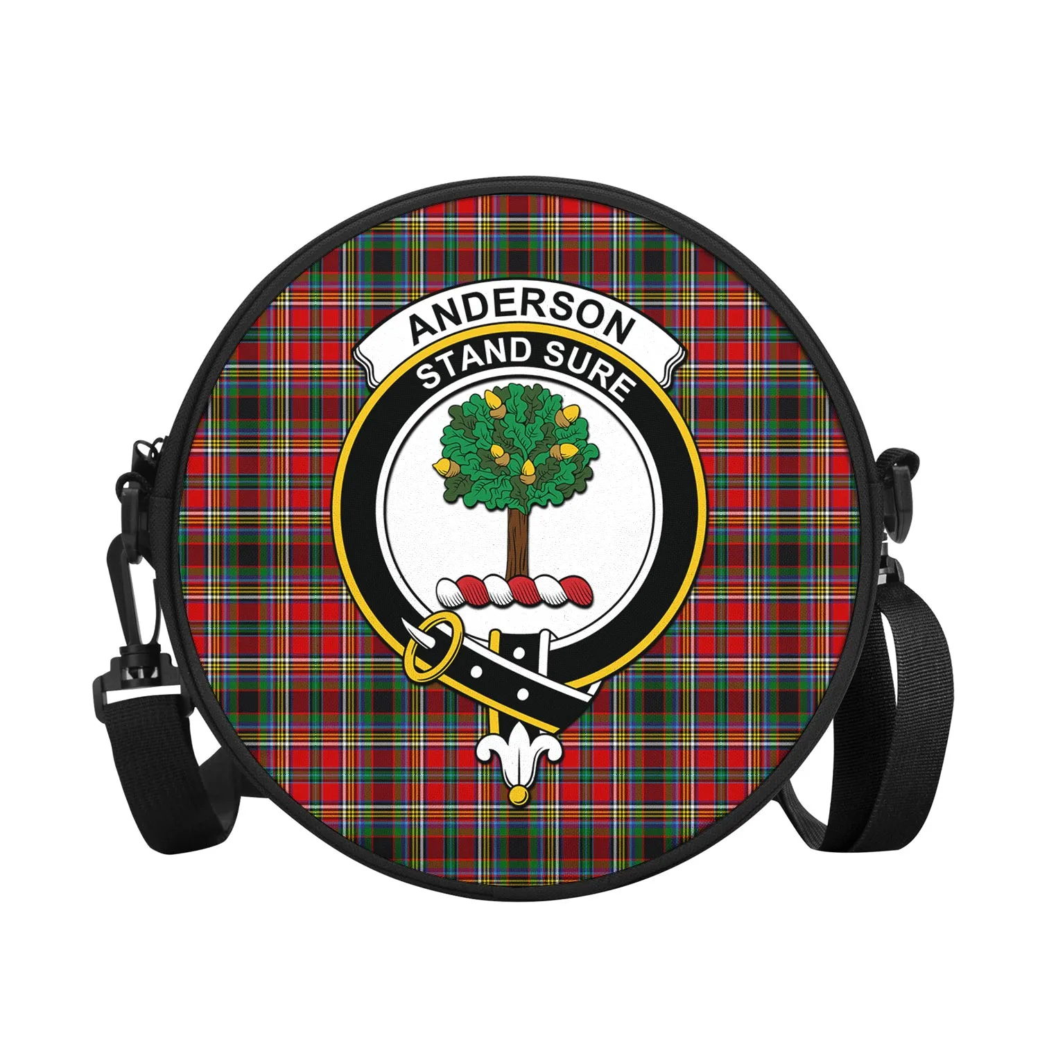 Anderson of Arbrake Tartan Round Satchel Bags with Family Crest