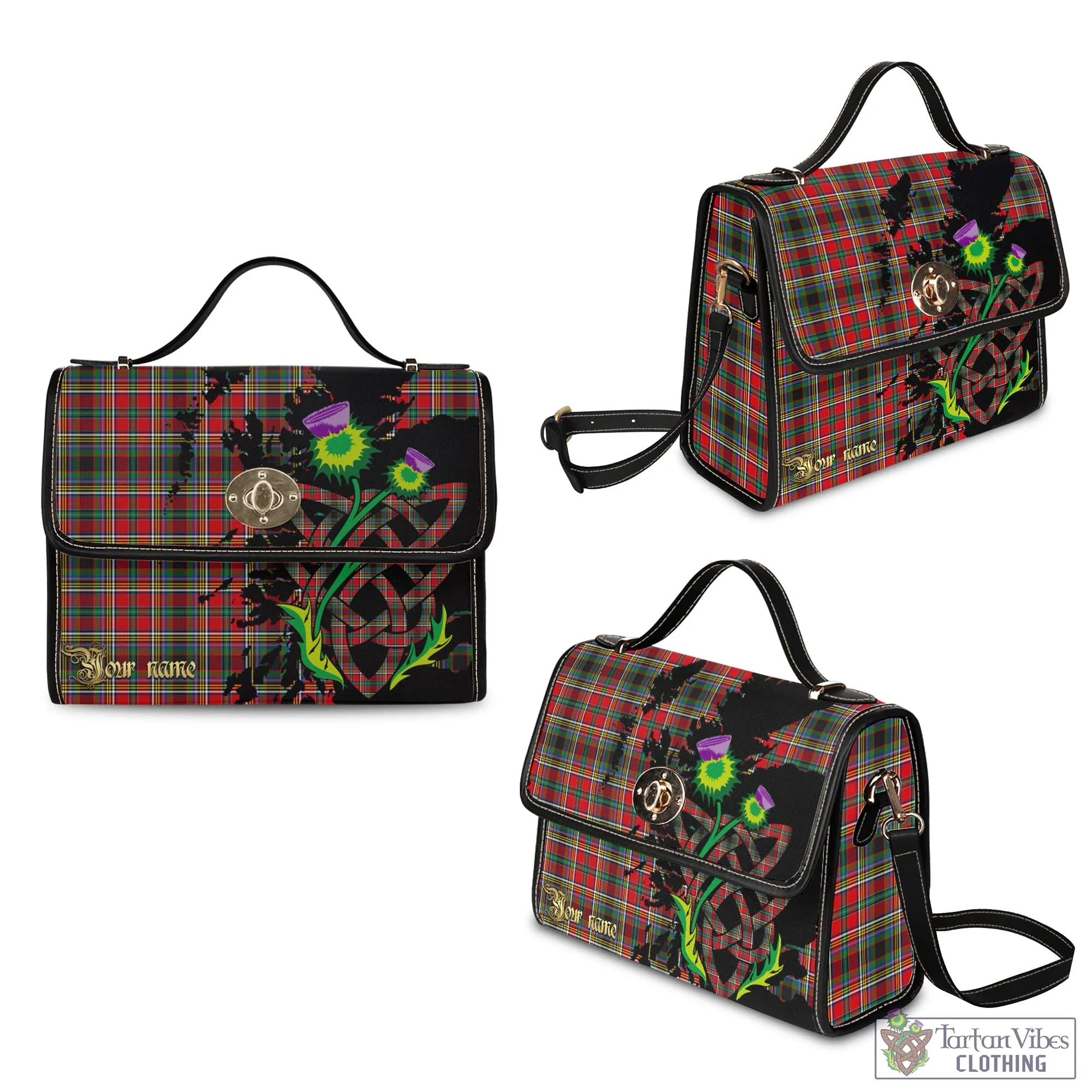 Anderson of Arbrake Tartan Waterproof Canvas Bag with Scotland Map and Thistle Celtic Accents