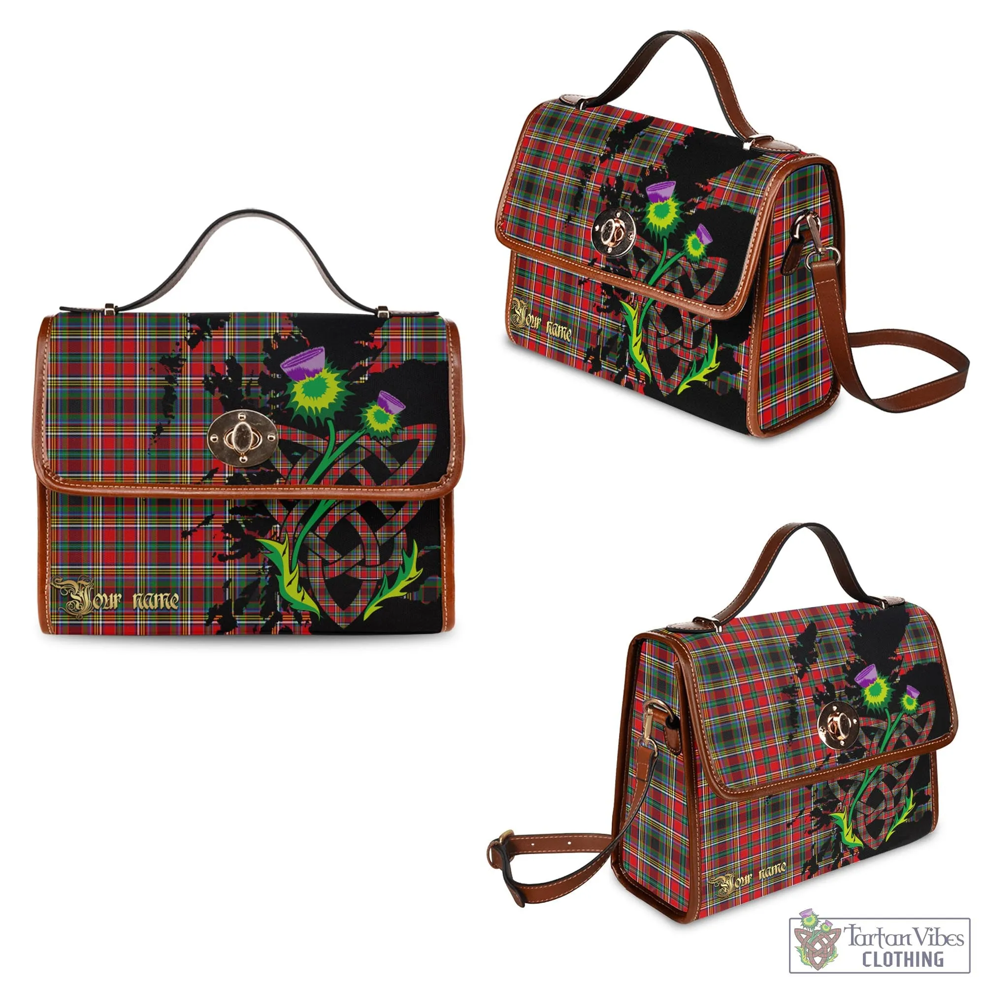 Anderson of Arbrake Tartan Waterproof Canvas Bag with Scotland Map and Thistle Celtic Accents