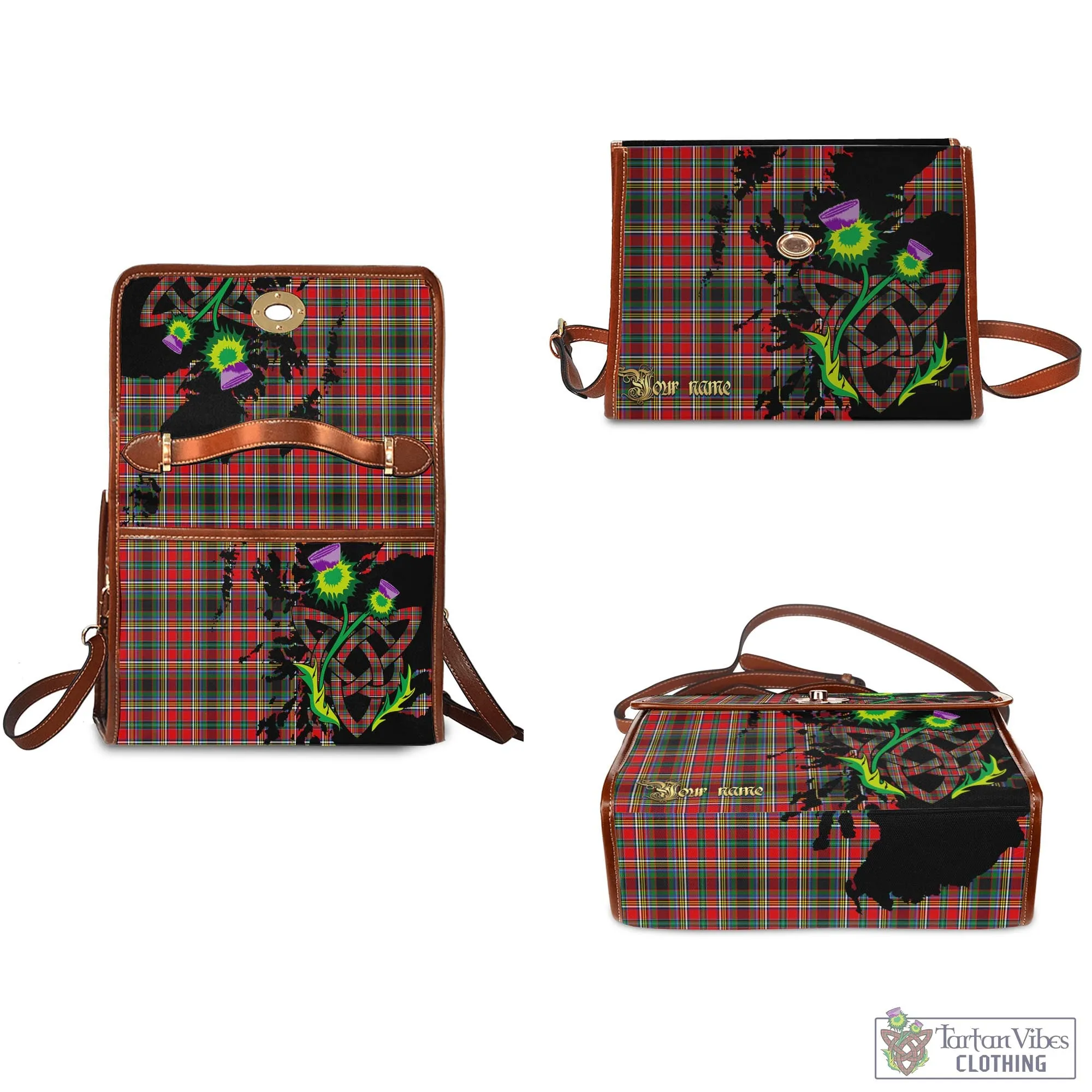 Anderson of Arbrake Tartan Waterproof Canvas Bag with Scotland Map and Thistle Celtic Accents