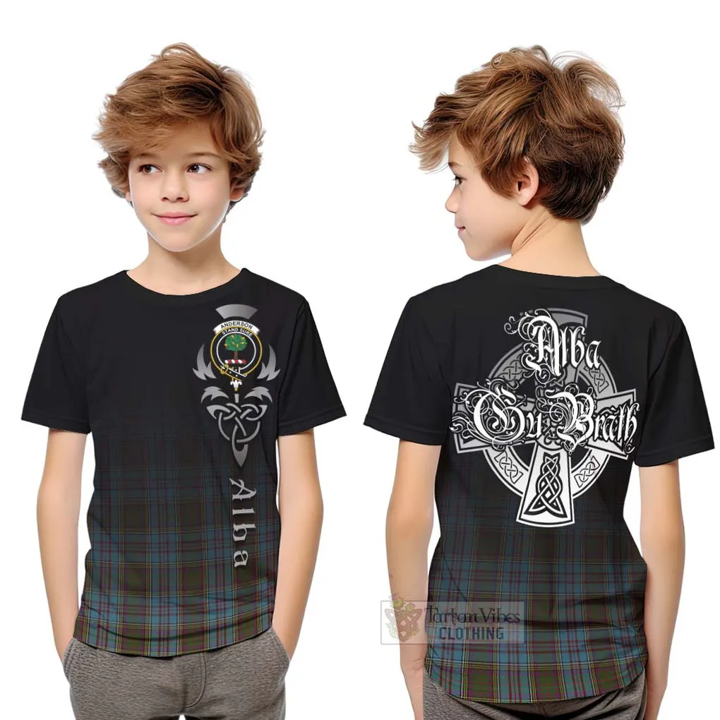 Anderson Tartan Kid T-Shirt Featuring Alba Gu Brath Family Crest Celtic Inspired