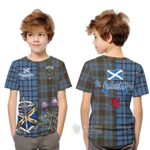 Anderson Tartan Kid T-Shirt Happy St. Andrew's Day Half Tartan Style