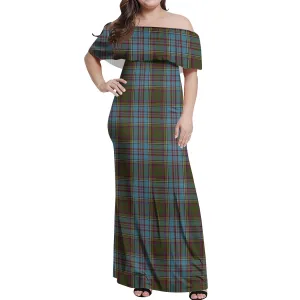 Anderson Tartan Off Shoulder Long Dress