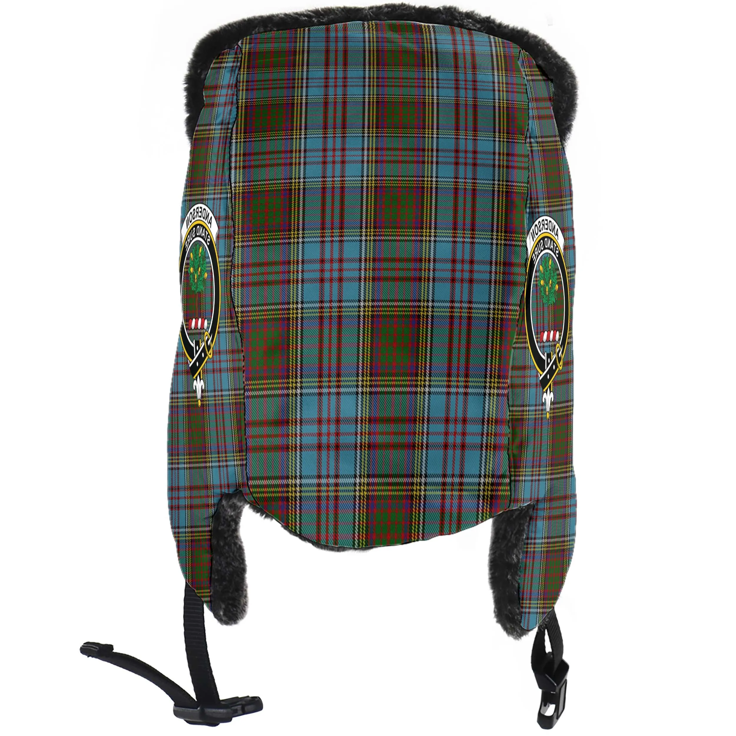 Anderson Tartan Winter Trapper Hat with Family Crest