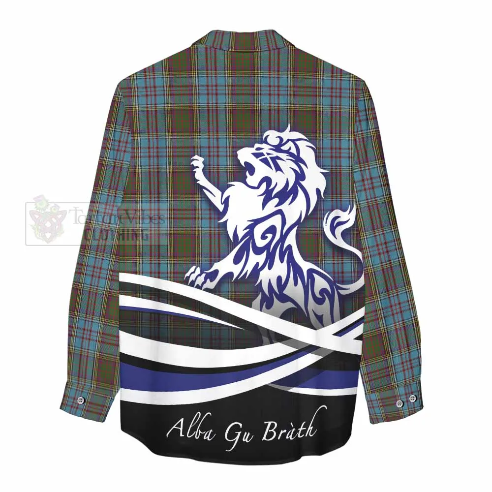 Anderson Tartan Women's Casual Shirt with Alba Gu Brath Regal Lion Emblem