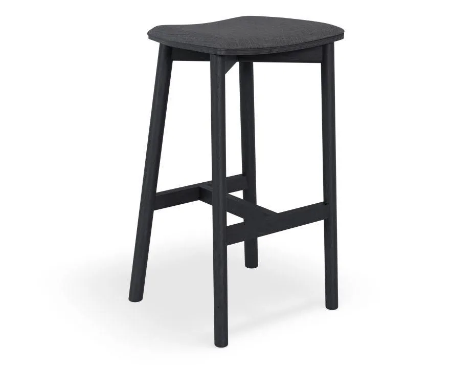 Andi Stool - Black - Backless with Pad - 66cm Seat Height Charcoal Fabric Seat Pad