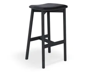 Andi Stool - Black - Backless with Pad - 66cm Seat Height Vintage Black Vegan leather Seat Pad