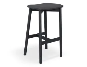 Andi Stool - Black - Backless with Pad - 75cm Seat Height Charcoal Fabric Seat Pad