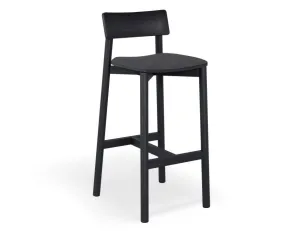 Andi Stool - Black with Pad - 66cm Seat Height Charcoal Fabric Seat Pad