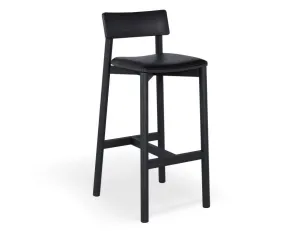 Andi Stool - Black with Pad - 66cm Seat Height Vintage Black Vegan leather Seat Pad