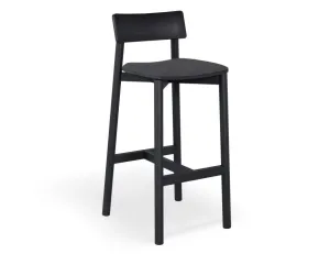 Andi Stool - Black with Pad - 75cm Seat Height Charcoal Fabric Seat Pad