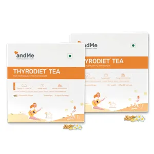 andMe Thyroid Tea for Hypothyroidism- Restore healthy T3, T4 levels, Manages Weight, stress and sleep, Green Tea and Multivitamins (Thyroid Tea, Pack of 2, 60 Tea Bags, 150 gms