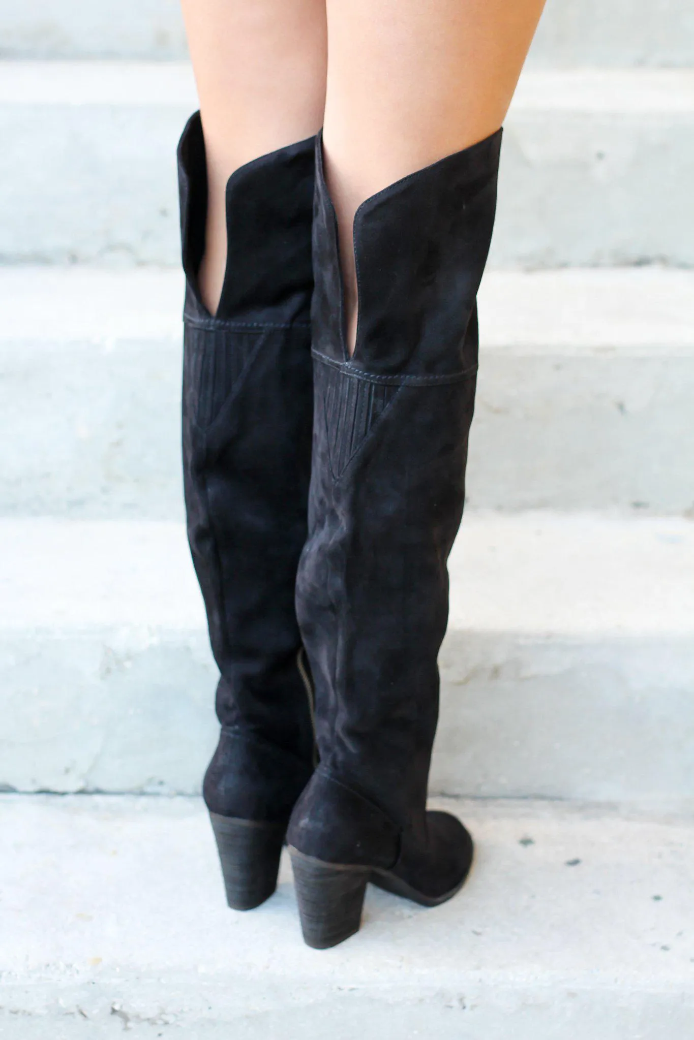 Andra Black Knee High Boots