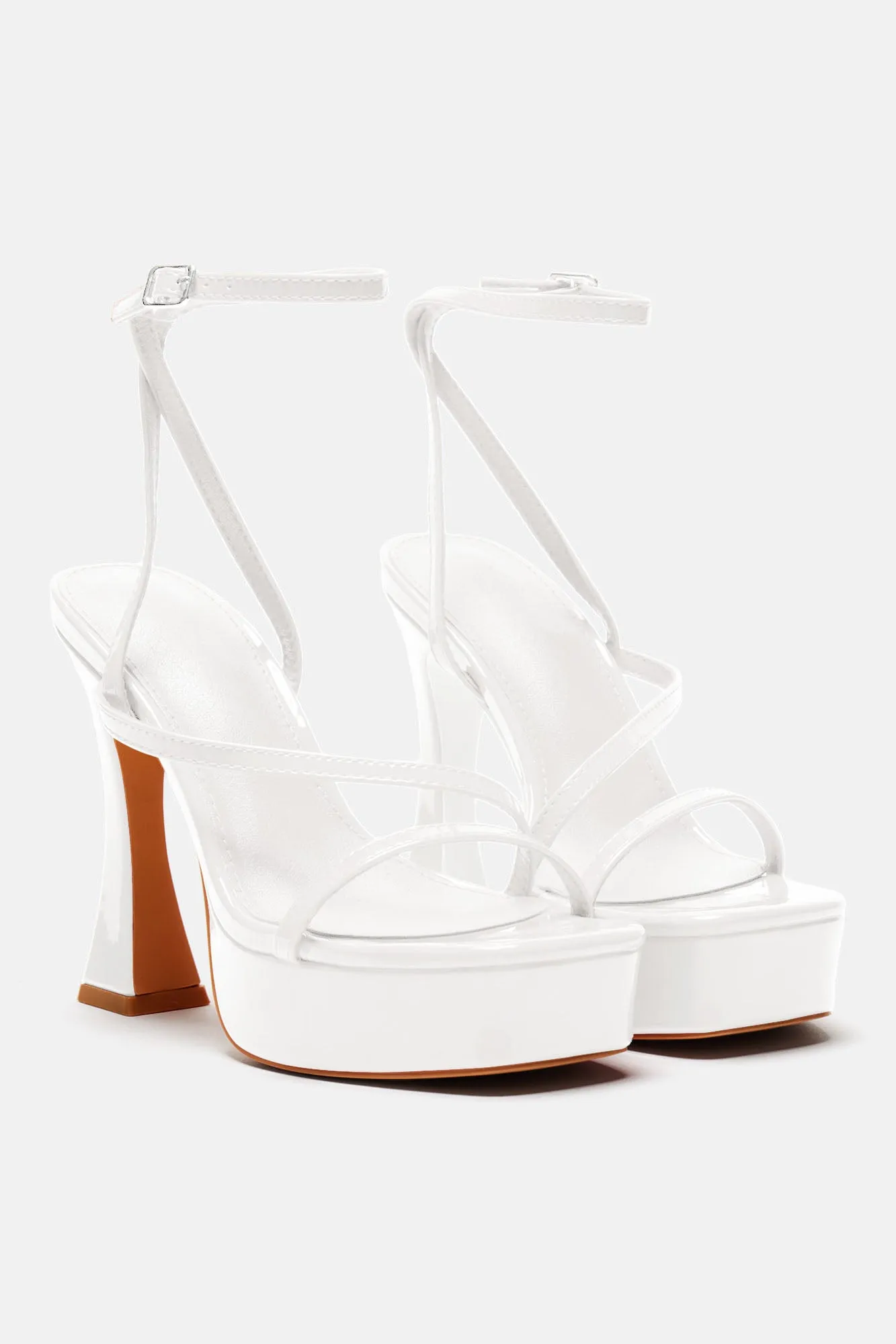 Andrea Platform Block Heels - White