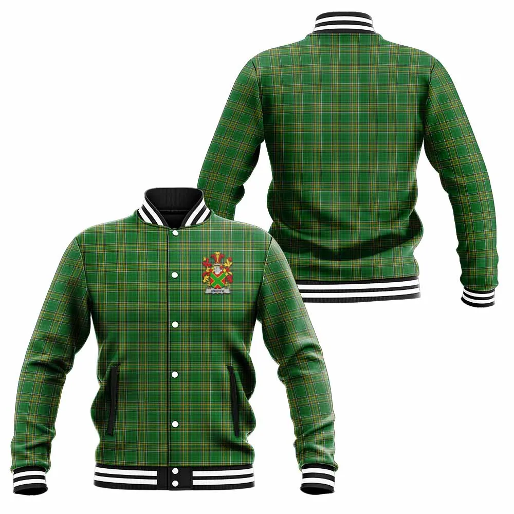 Andrew Irish Clan Tartan Baseball Jacket with Coat of Arms