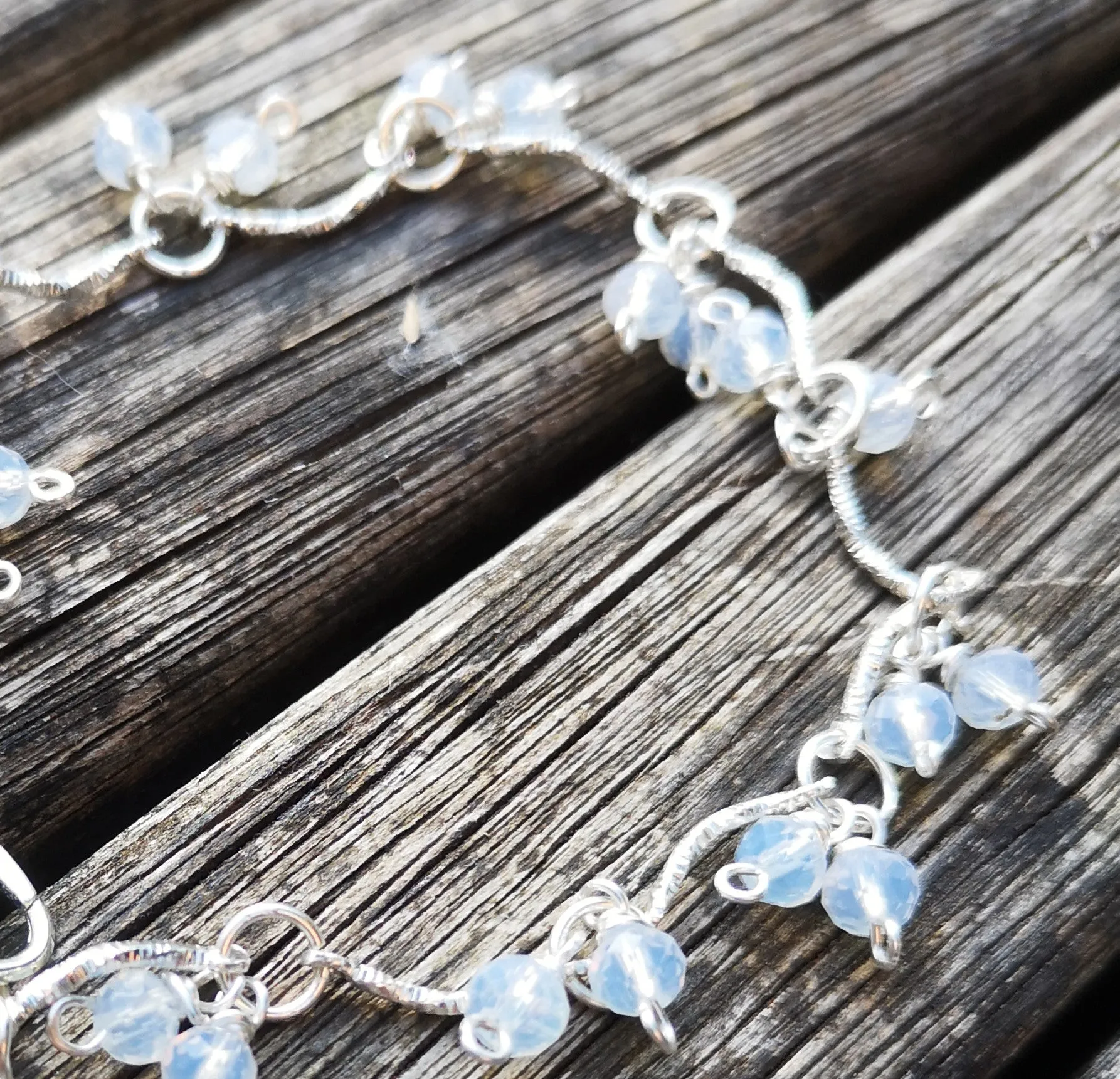 Angelic bracelets, delicate silver toned beaded bridesmaid or prom jewels