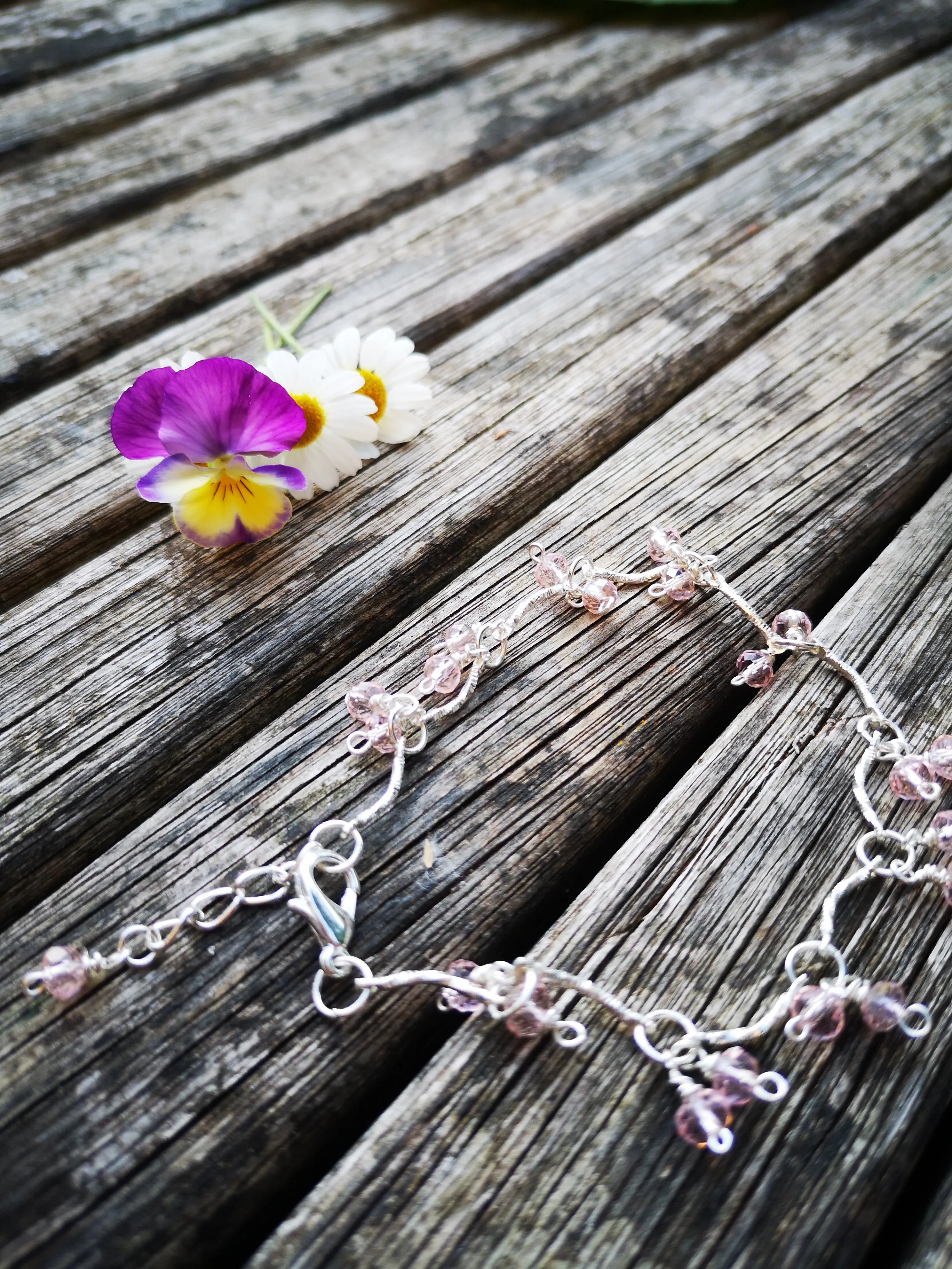 Angelic bracelets, delicate silver toned beaded bridesmaid or prom jewels