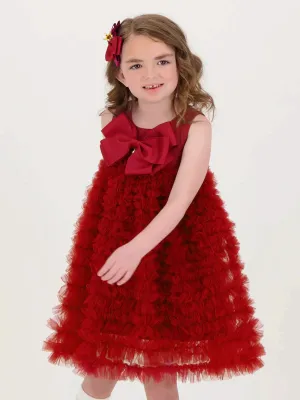 Angels Face Girls Donna Ruffle Dress in Red