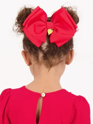 Angels Face Girls Giant Bow Hair Clip in Red