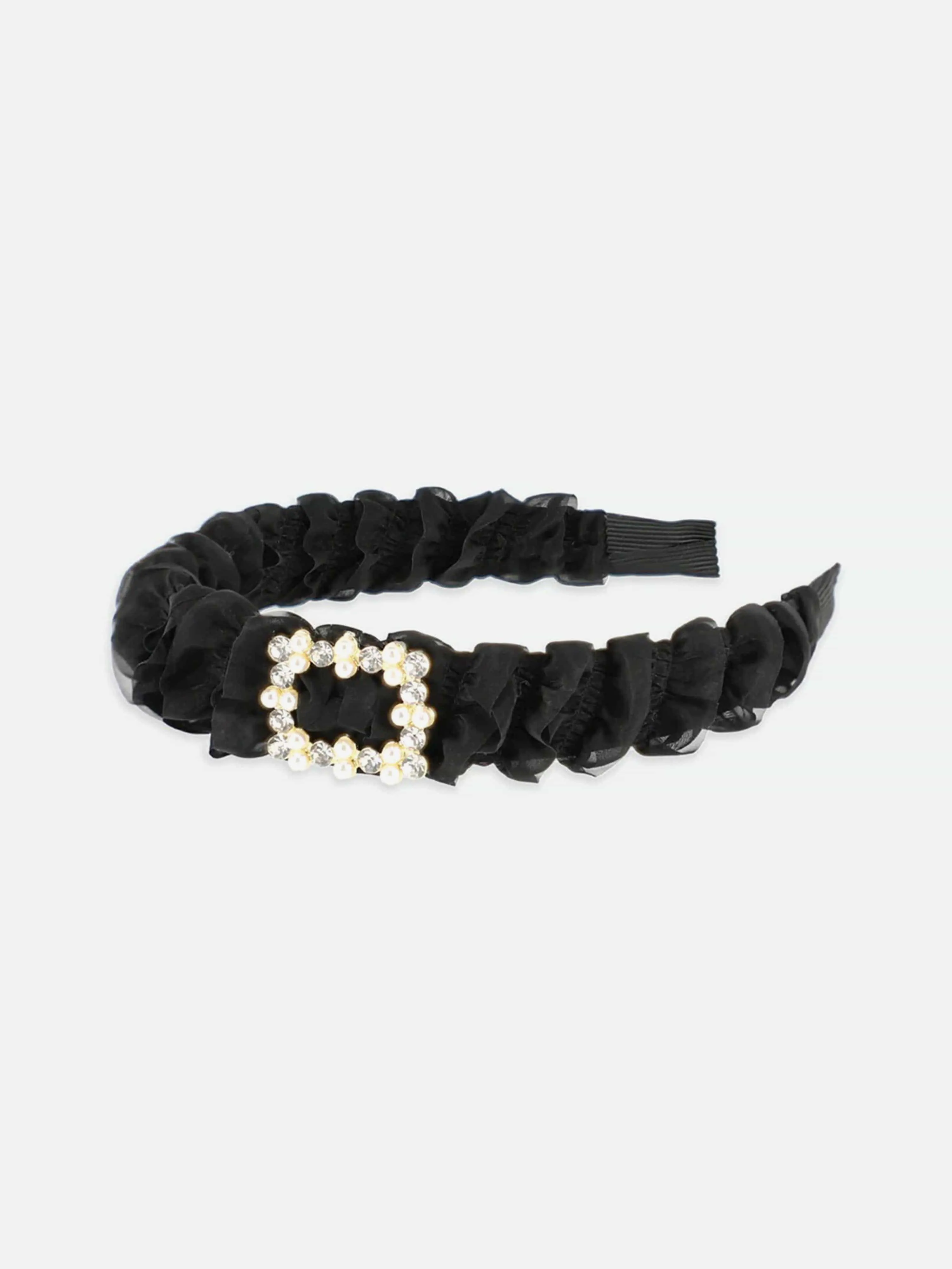 Angels Face Girls Rae Ruffle Alice Band in Black