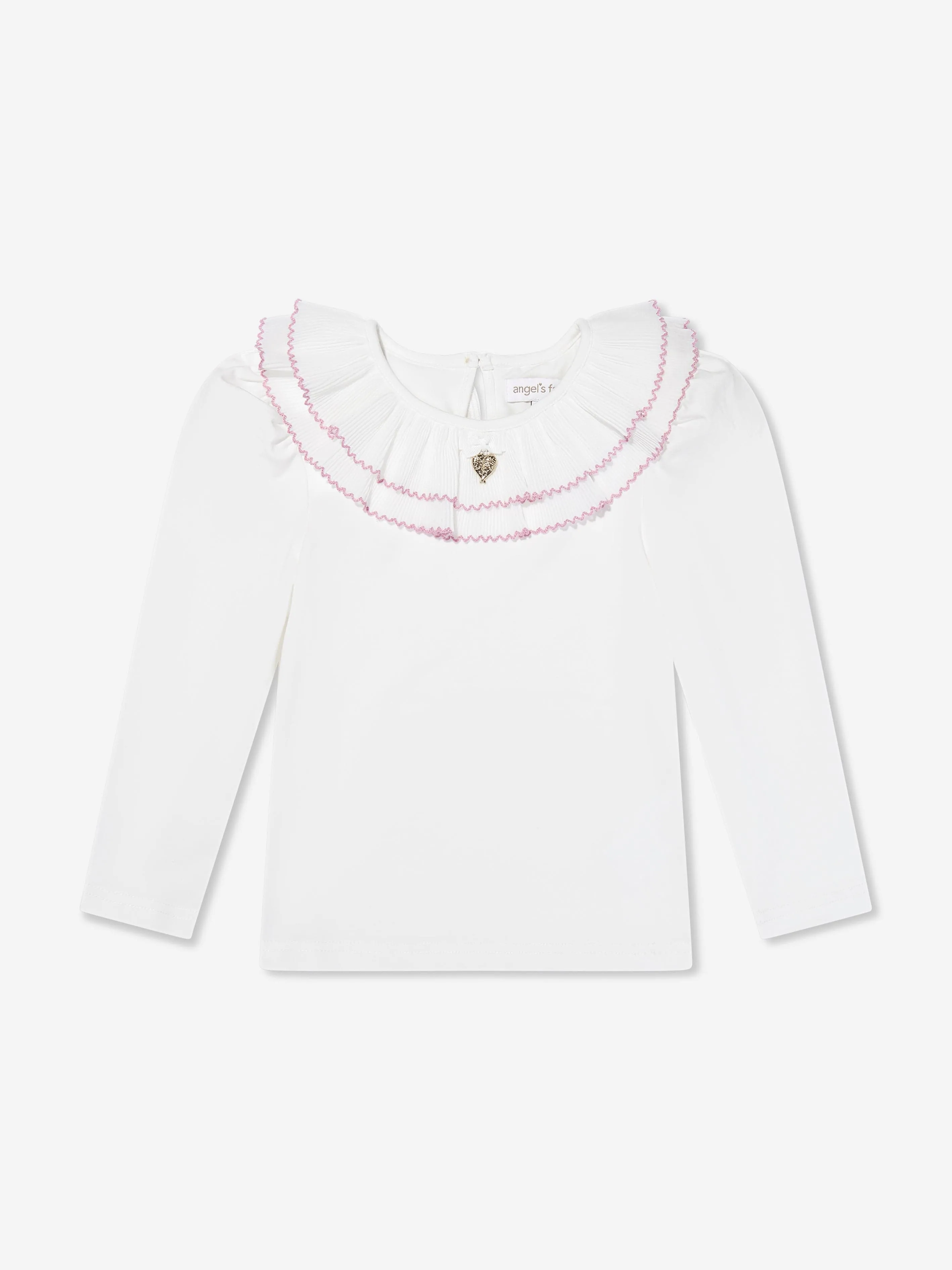 Angels Face Girls Thelma Pleated Collar Top in White