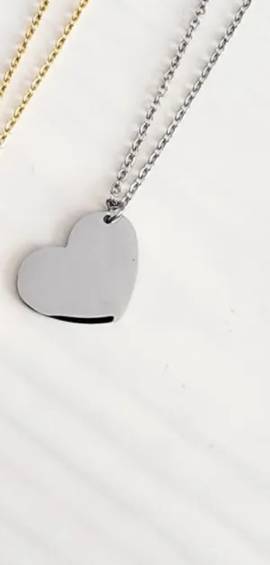 Angled Heart Necklace Stainless Steel