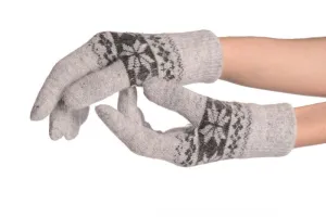 Angora Grey Fair Isle Knitted Gloves