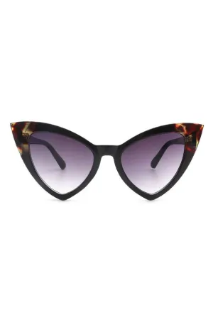 Angular Cat-Eye Sunglasses - Black & Tortoiseshell