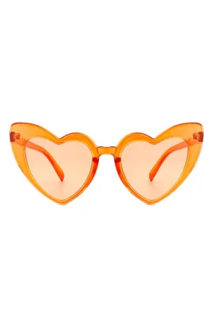 Angular Heart Cat-Eye Sunglasses - Translucent Orange