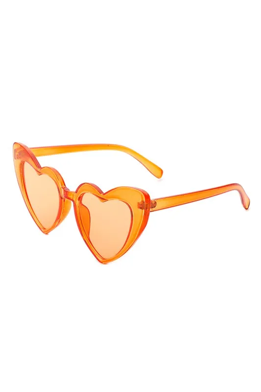 Angular Heart Cat-Eye Sunglasses - Translucent Orange