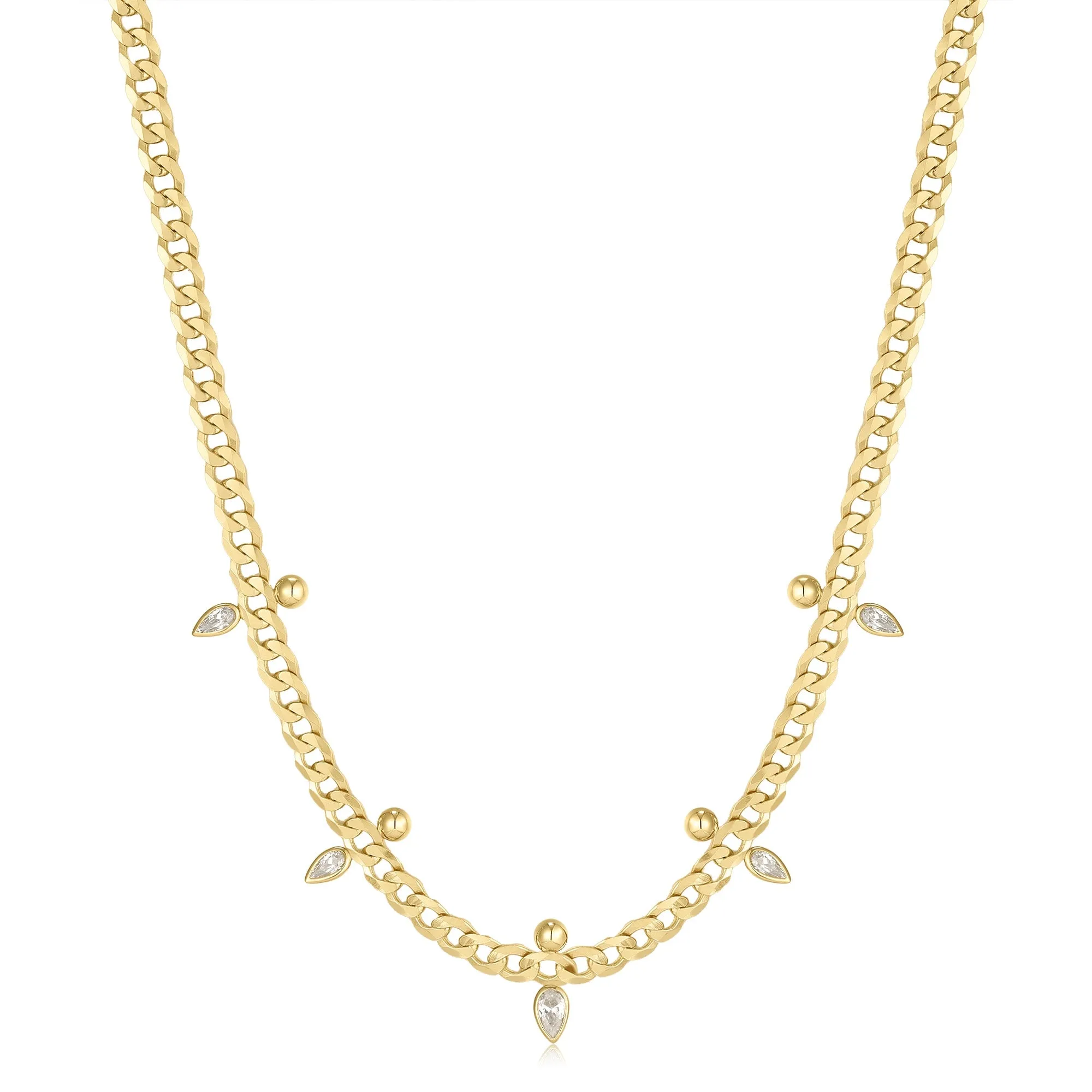 Ania Haie Gold Curb Chain Sparkle Point Necklace N053-07G